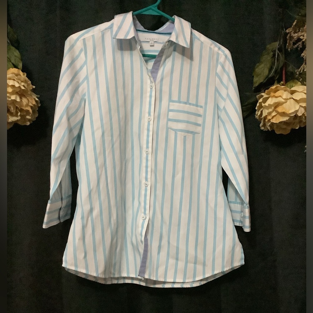 Fox Croft Striped button down long sleeve shirt SZ 6 SHAPED
